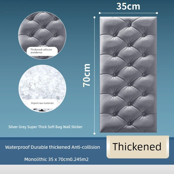 XPE Köpük Duvar Paneli - Gümüş Gri 35x70x5mm