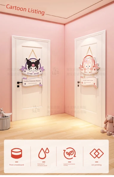 Sanrio Çocuk Odası Kapı Tabelası Duvar Dekoru - Prenses Kapı Plakası 6A5mmCK - Orta Boy - 7