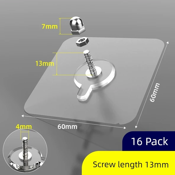 Çivisiz Duvar Saati Askısı - Spiral Ağ Uzunluğu 13mm [Kalınlaştırılmış 16 Adet]