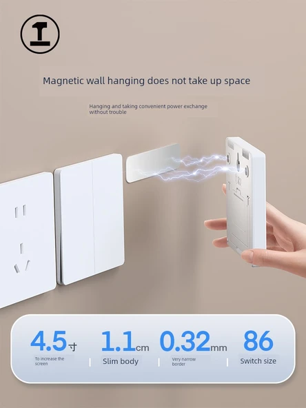 HD Süper Geniş Renkli Ekranlı Oda Termometresi - Tip 86 - Mıknatıslı, Güç ve Saat Göstergeli - 5