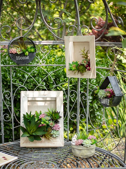 Yapay Sukulent Bitki - Ananas Kafa Yeşil Kırmızı Uçlu - Resim 6