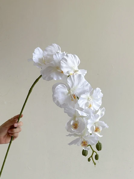 Beyaz Büzgülü Yapay Phalaenopsis Çiçek Aranjmanı
