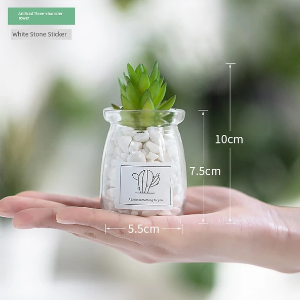 Nordic Bonsai Yapay Üç Karakterli Kule Taş Etiketli