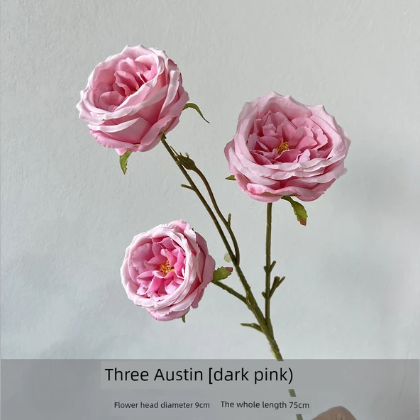 Yapay Austin Gülü Üç Başlı - Fasulye Ezmesi Moru - Resim 11