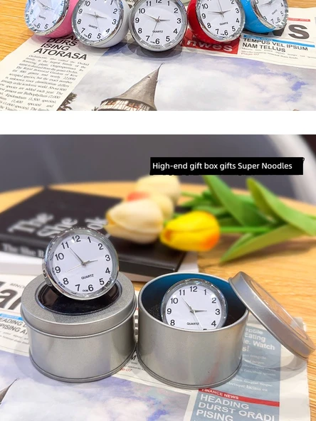 Mini Masa Saati - Sessiz Quartz - Gri - 11