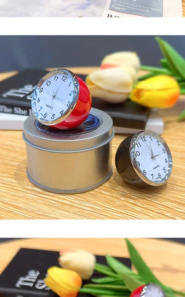 Mini Masa Saati - Sessiz Quartz - Gri - 12