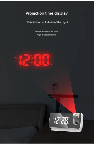 Minimalist LED Dijital Duvar Saati - Renkli Ekran Beyaz Kasa - 10