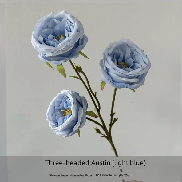 Yapay Austin Gülü Üç Başlı - Fasulye Ezmesi Moru - Resim 3