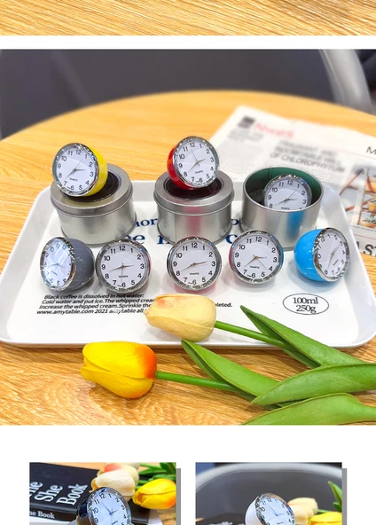 Mini Masa Saati - Sessiz Quartz - Gri - 8