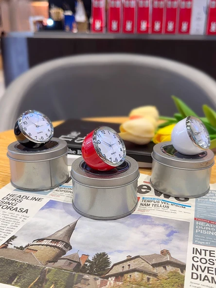 Mini Masa Saati - Sessiz Quartz - Gri - 6
