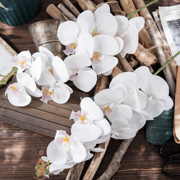 3D Yapay Phalaenopsis Orkide Çiçeği - 9 Kafa - Pembe - 10