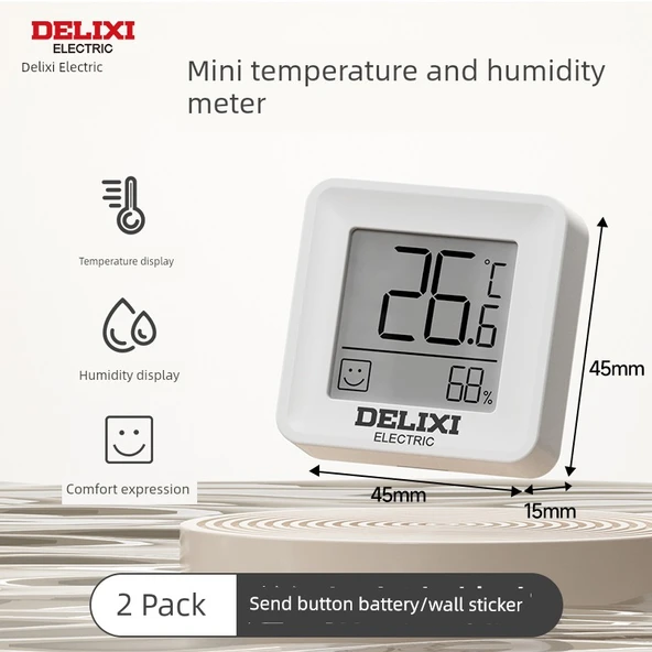 Mini Dijital Termometre Higrometre - 2 Adet Sevimli İfade
