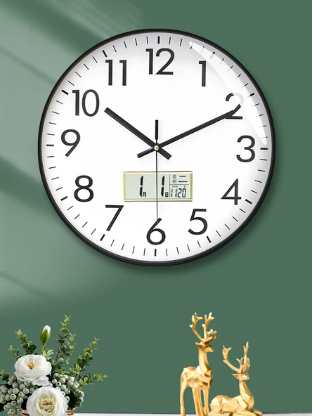 Minimalist Sessiz Quartz Duvar Saati - 35 cm - Canlı Mavi - 2