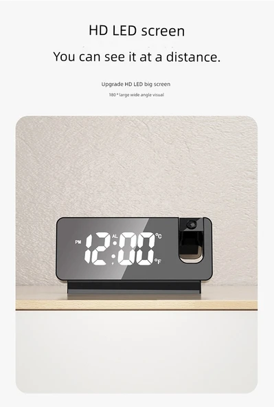 Minimalist LED Dijital Duvar Saati - Renkli Ekran Beyaz Kasa - 12