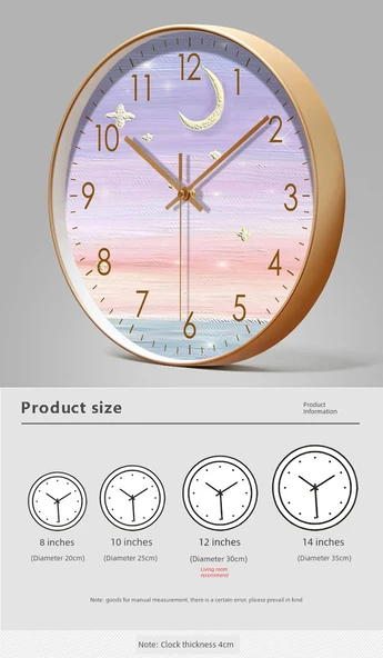 Minimalist Duvar Saati - 20 cm - Altın Çerçeve Altın Akrep - 11
