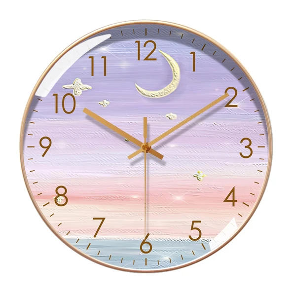 Minimalist Duvar Saati - 20 cm - Altın Çerçeve Altın Akrep - 6