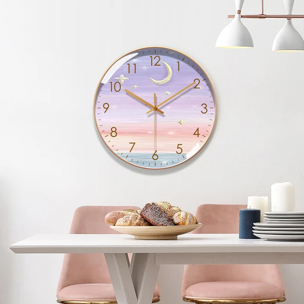 Minimalist Duvar Saati - 20 cm - Altın Çerçeve Altın Akrep - 3
