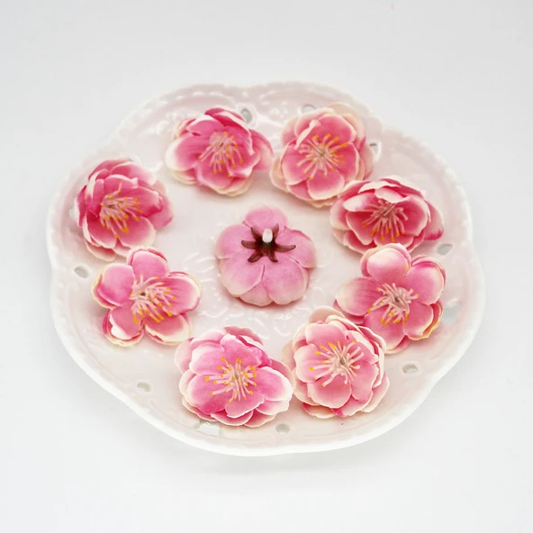 DIY El Yapımı Yapay Çiçek Garland Düğün Makyajı Süsleme Çiçeği - Beyaz Pudra - 12