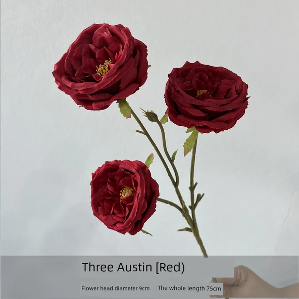 Yapay Austin Gülü Üç Başlı - Fasulye Ezmesi Moru - Resim 6