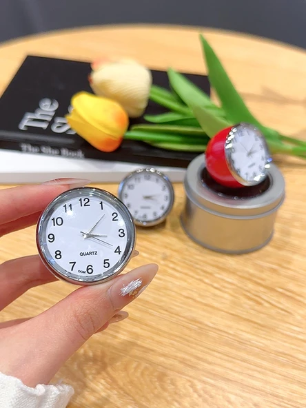 Mini Masa Saati - Sessiz Quartz - Gri - 2