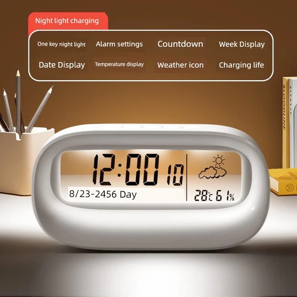 Dijital Bebek Odası Termometre ve Higrometre - [Gelişmiş Işıklı] İnci Beyazı + USB Kablosu