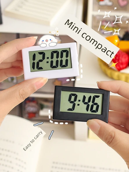 Mini Elektronik Dijital Masa Saati - Siyah +2 Dijital - Tarih ve Saat - 3