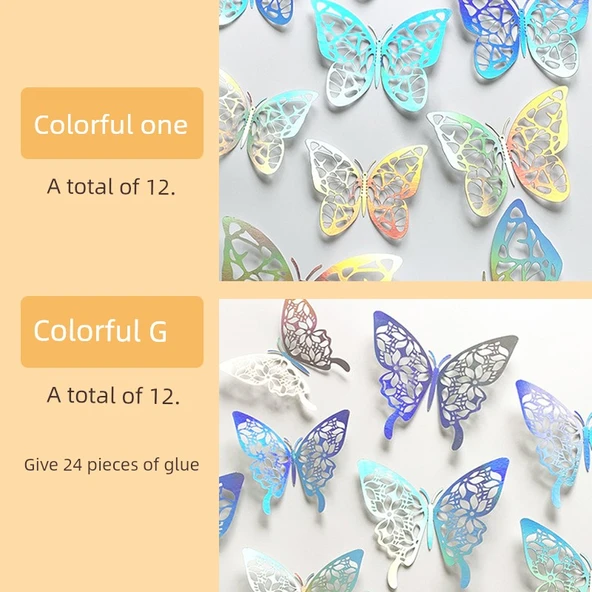 3D Kelebek Duvar Stickerları - I + G [Toplam 24 Adet]