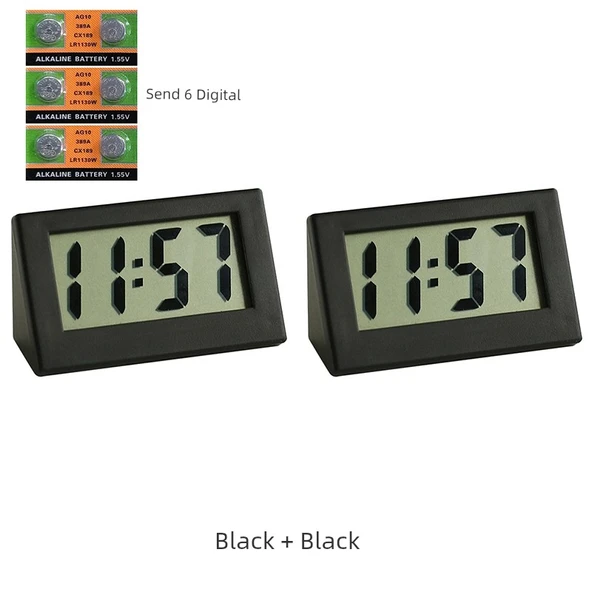 Mini Elektronik Dijital Masa Saati - Siyah +6 Dijital - Tarih ve Saat