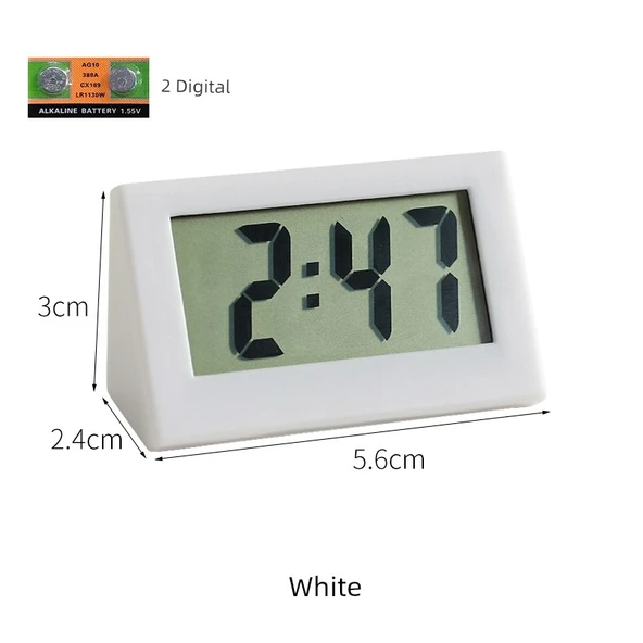 Mini Elektronik Dijital Masa Saati - Beyaz +2 Dijital - Tarih ve Saat
