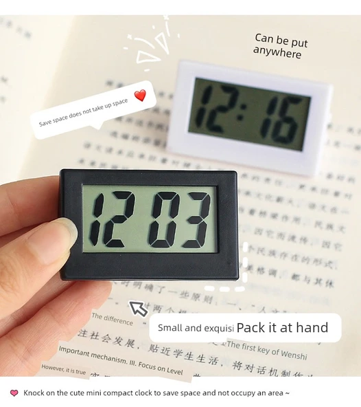 Mini Elektronik Dijital Masa Saati - Siyah +2 Dijital - Tarih ve Saat - 10