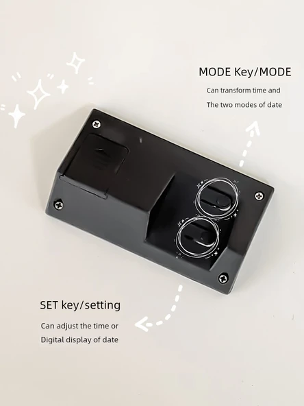 Mini Elektronik Dijital Masa Saati - Beyaz +2 Dijital - Tarih ve Saat - 6