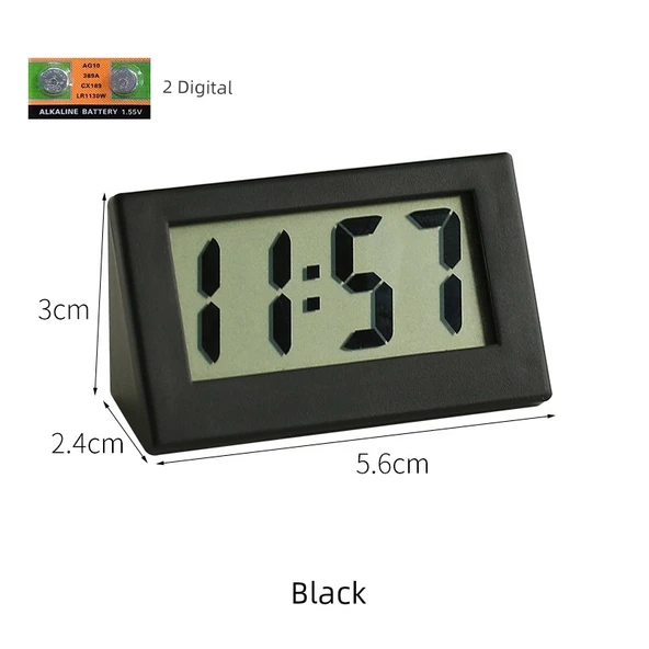 Mini Elektronik Dijital Masa Saati - Siyah +2 Dijital - Tarih ve Saat