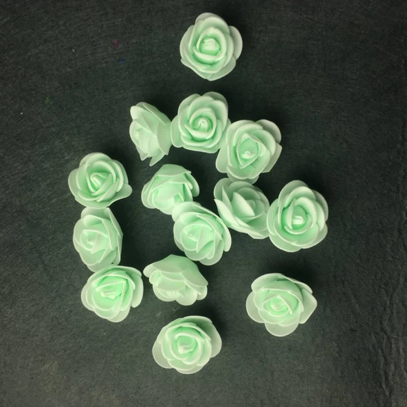 3cm Köpük Gül Çiçek Başları - El Yapımı - Taze Yeşil - 100 Adet