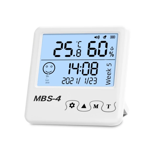 Dijital İç Ortam Termometre Higrometre - MBS-4 Daimi Takvim/Uzun Ömürlü - Resim 3