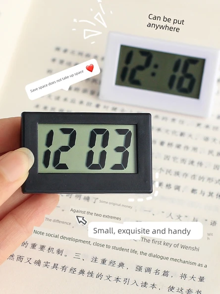 Mini Elektronik Dijital Masa Saati - Beyaz - Tarih ve Saat - 4