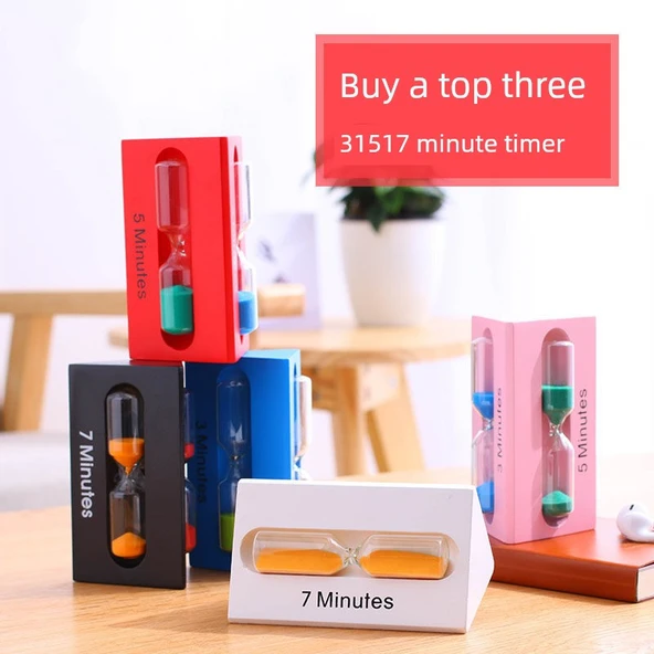 Ahşap Çocuk Diş Fırçalama Kum Saati - Beyaz (3+5+7 Dakika) - Resim 8