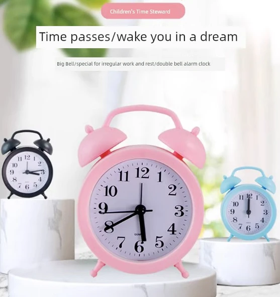 Çocuk Akıllı Çalar Saat - Büyük Boy - Gece Lambalı Pembe (Pilsiz) - Resim 3