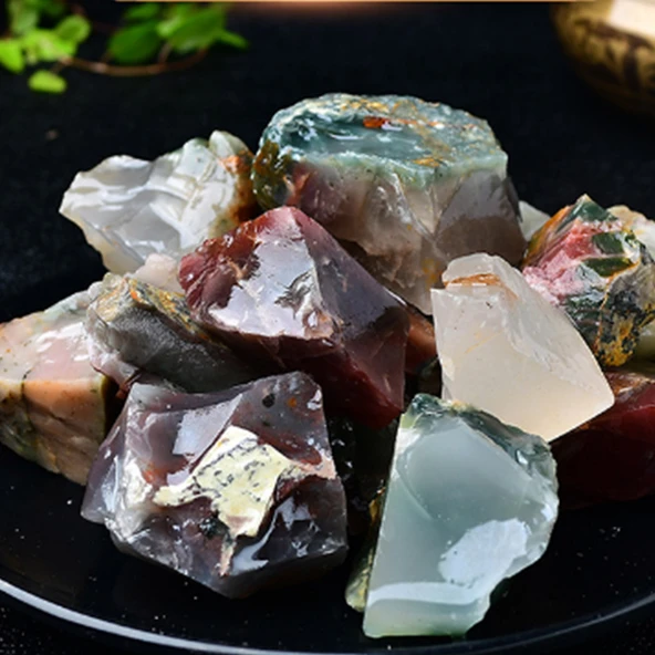Aromaterapi Tütsü Taşı Kristal Cam Kabı - Akik Taşı 100g