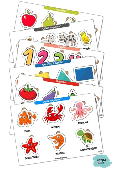 kutuTR 6'lı Mega Puzzle Set Eğitici Öğretici Ahşap Yapboz Sayılar Şekiller Meyveler Hayvanlar Sebzeler - 8