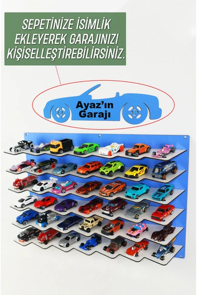 kutuTR 42 Araçlık Ahşap Duvar Rafı ( Hotweels Ve Matchbox )(İSİM YAZDIRMAK IÇİN ISİMLİK ALINIZ)