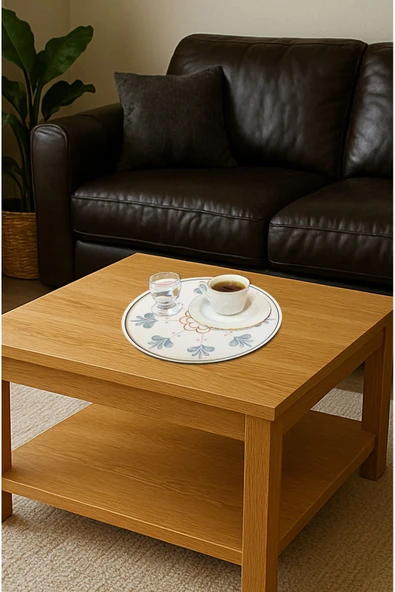 kutuTR Ahşap Mdf Kahve Sunum Tepsisi M21 3'LÜ SET