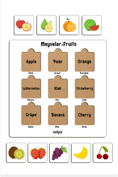 kutuTR Notpa Çocuklar İçin Meyveler Eğitici Puzzle - 4