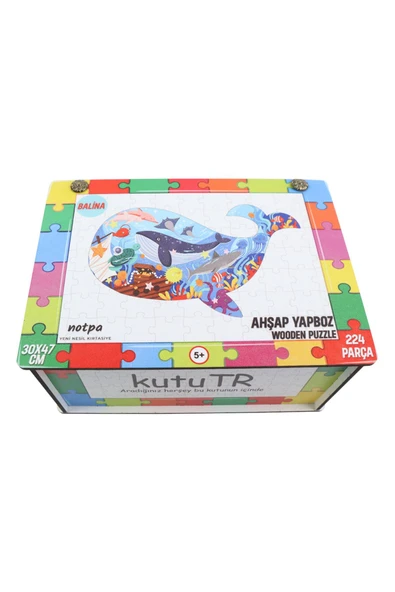kutuTR Notpa Ahşap Renkli Hayvanlar Serisi Balina Puzzle 5 Yaş Ve Yetişkinler Için Yapboz 30x47cm - 7