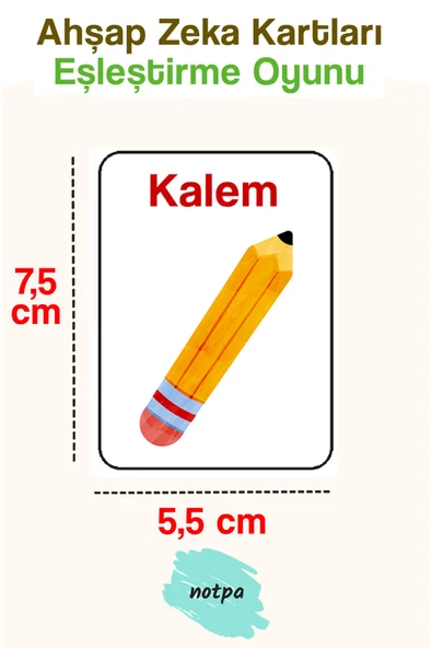 kutuTR Notpa 16 Parça Eşyalar Zeka Kartları Eşleştirme Oyunu Hafıza Kartı Ahşap Eğitici Puzzle Oyuncak - 3