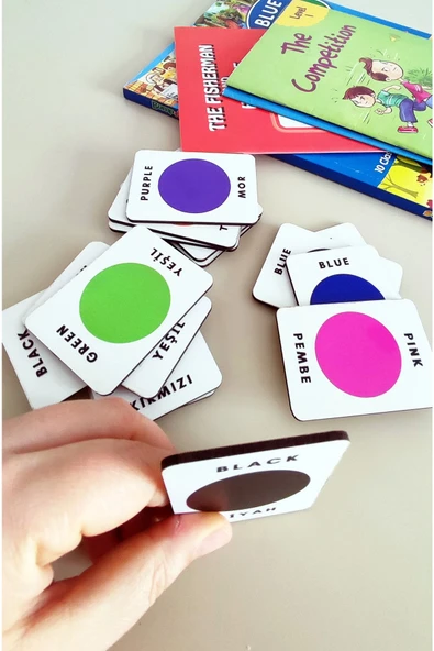 Notpa 16 Parça Renkler Zeka Kartları Eşleştirme Oyunu Hafıza Kartı Ahşap Eğitici Puzzle Oyuncak - 6