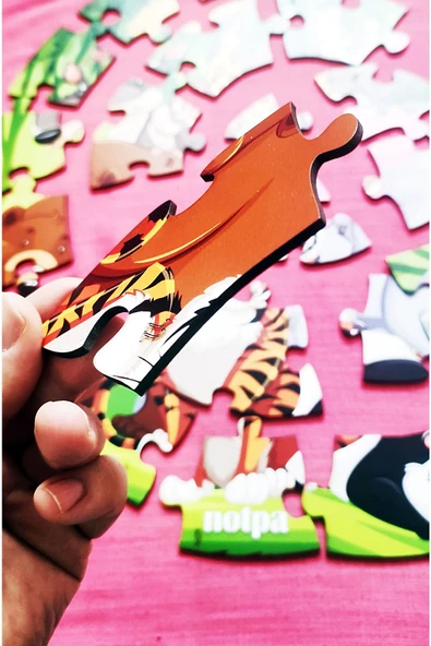 kutuTR Ahşap Hayvanlar Puzzle 41cm,mega Boy Renkli Hayvanlar Bebek, Çocuk Ve Okul Öncesi Için Puzzle - 3