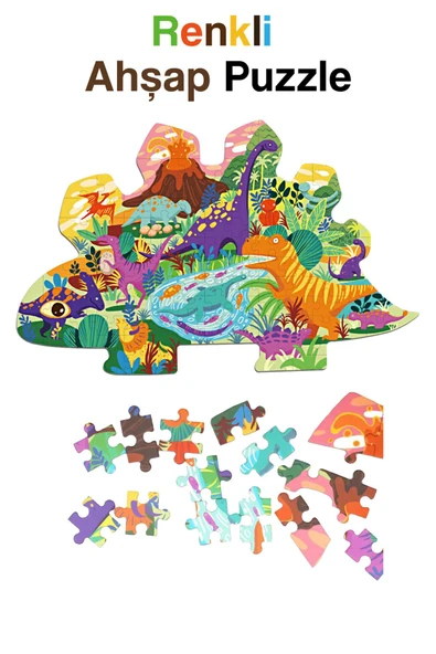 kutuTR Notpa Dinazor Serisi 2 Ahşap Puzzle +5 yaş ve Yetişkinler Yapboz 49x30cm 258 Parça