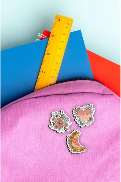 kutuTR NOTPA Karakter UV Baskılı 3'lü İğneli Ahşap Rozet 5cm - 2