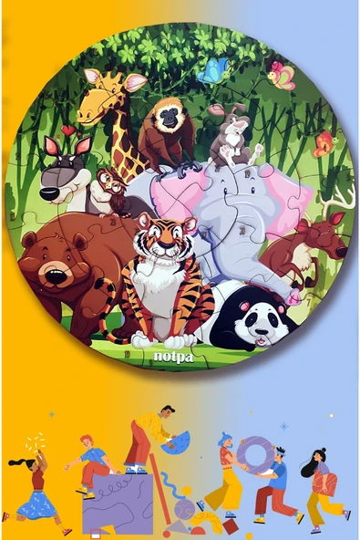 kutuTR Ahşap Hayvanlar Puzzle 41cm,mega Boy Renkli Hayvanlar Bebek, Çocuk Ve Okul Öncesi Için Puzzle