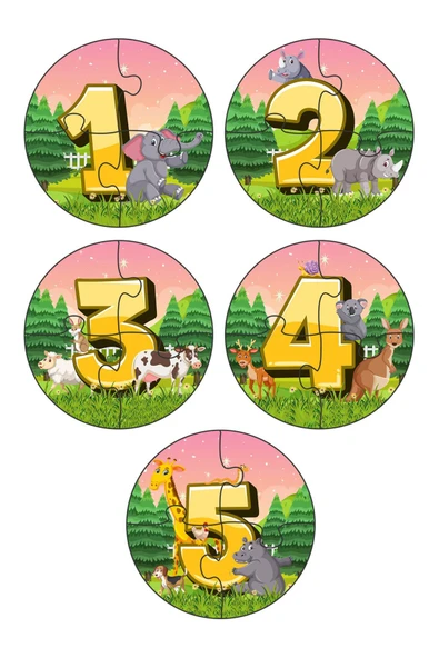kutuTR İlk Puzzle'm Sevimli Hayvanlarile Rakamları Öğreniyorum  Serisi 10'lu Set